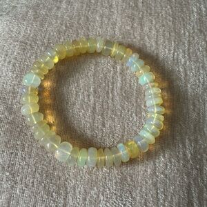 Natural opal bead bracelet donut shape stretch beaded jewelry yellow white